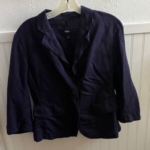 GAP Women's Navy Linen Blazer